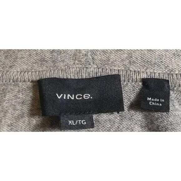 Vince mens xl wool cashmere full zip sweater gray hoodie longsleeve